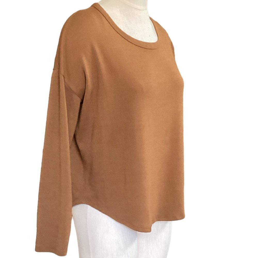 Time and Tru Long Sleeve‎ Knit Tee Top Sz M 8/10 Brown #131N